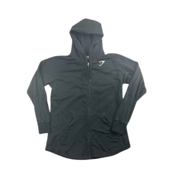 Gymshark Tops - Gymshark Jacket Women's Medium Black Full Zip Hooded Athletic Workout Stretch